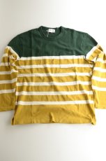 画像2: FLISTFIA (フリストフィア)Long Sleeve Side Slit Pull Over [Green/White/Mustard〕 (2)