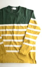 画像1: 【SALE】FLISTFIA (フリストフィア)Long Sleeve Side Slit Pull Over [Green/White/Mustard〕 (1)