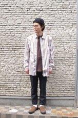 画像14: 【SALE!】Beautilities(ビューティリティーズ) Utility Zip Shirt  [Beige Stripe] (14)