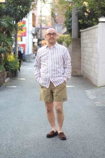 画像1: 【SALE!】Beautilities(ビューティリティーズ) Utility Zip Shirt  [Beige Stripe]