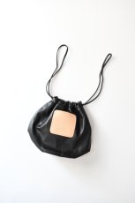 画像1: Scye (サイ) Soft Leather Drawstring Bag [BLACK] (1)
