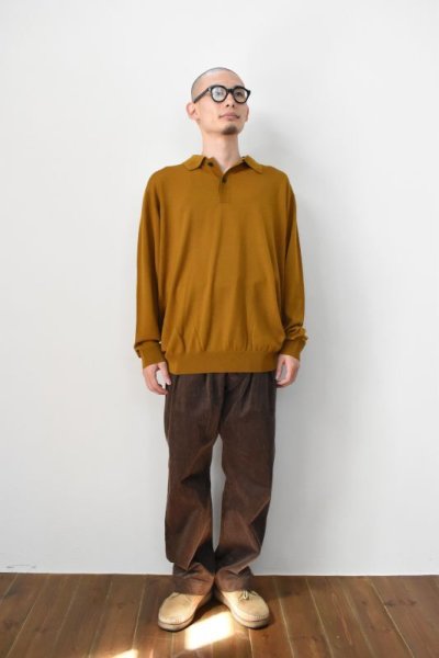画像1: 【SALE!】MEIAS (メイアス) WOOL POLO PULL OVER＋TEFLON [BROWN]