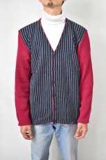 画像13: FANNI LEMMERMAYER (ファニレマメイヤー) Front Stripe V-neck Cardigan [RED/NAVY] (13)