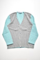 画像2: FANNI LEMMERMAYER (ファニレマメイヤー) Front Stripe V-neck Cardigan [MINT/GREY] (2)