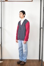 画像17: FANNI LEMMERMAYER (ファニレマメイヤー) Front Stripe V-neck Cardigan [RED/NAVY] (17)