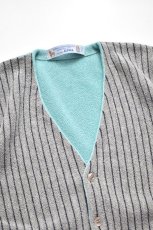 画像3: FANNI LEMMERMAYER (ファニレマメイヤー) Front Stripe V-neck Cardigan [MINT/GREY] (3)