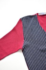 画像5: FANNI LEMMERMAYER (ファニレマメイヤー) Front Stripe V-neck Cardigan [RED/NAVY] (5)