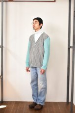 画像17: FANNI LEMMERMAYER (ファニレマメイヤー) Front Stripe V-neck Cardigan [MINT/GREY] (17)