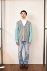 画像16: FANNI LEMMERMAYER(ファンニレマメイヤー) Front Stripe V-neck Cardigan [MINT/GREY] (16)