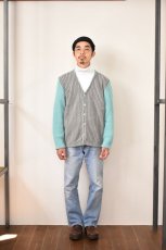 画像16: 【SALE!】FANNI LEMMERMAYER (ファニレマメイヤー) Front Stripe V-neck Cardigan [MINT/GREY] (16)