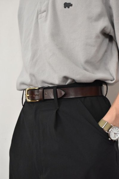 JABEZ CLIFF (ジャベツクリフ) Stirrup Leather Belt [CHESTNUT]