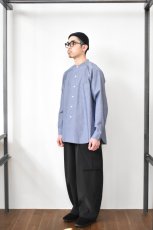 画像15: FLISTFIA (フリストフィア) Over Sized Band Collar Shirts [CHAMBRAY] (15)