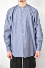 画像11: FLISTFIA (フリストフィア) Over Sized Band Collar Shirts [CHAMBRAY] (11)