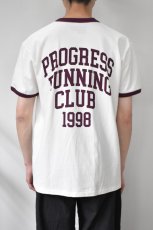 画像14: Progress Running Club (プログレスランニングクラブ) QUADRUPLE S/SLV RINGER Tee [WHITE/BURGUNDY] (14)