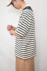 画像13: SCYE BASICS (サイベーシックス) Striped Cotton Jersey Paneled T-Shirt [BLACK] (13)