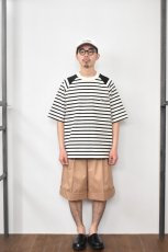 画像15: SCYE BASICS (サイベーシックス) Striped Cotton Jersey Paneled T-Shirt [BLACK] (15)