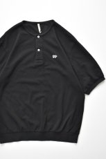 画像1: SCYE BASICS (サイベーシックス) Cotton Pique Henley Neck Shirt [BLACK] (1)