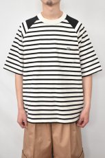 画像12: SCYE BASICS (サイベーシックス) Striped Cotton Jersey Paneled T-Shirt [BLACK] (12)