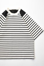 画像1: SCYE BASICS (サイベーシックス) Striped Cotton Jersey Paneled T-Shirt [BLACK] (1)