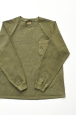 画像1: 【SALE!】GOODWEAR (グッドウェア) L/S POCKET TEE PIGMENT DYE [OLIVE] (1)