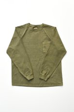 画像2: 【SALE!】GOODWEAR (グッドウェア) L/S POCKET TEE PIGMENT DYE [OLIVE] (2)