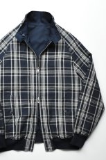 画像1: Scye (サイ) Cotton Linen Plaid Harrington Jacket [DARK NAVY] (1)