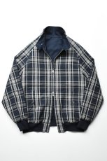 画像2: Scye (サイ) Cotton Linen Plaid Harrington Jacket [DARK NAVY] (2)