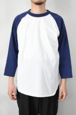画像3: WALLA WALLA SPORT (ワラワラスポーツ) 3/4 BASEBALL TEE 2-TONE [WHITE/NAVY] (3)