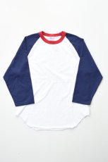 画像2: WALLA WALLA SPORT (ワラワラスポーツ) 3/4 BASEBALL TEE 3-TONE [NAVY/CARDINAL] (2)