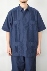 画像3: BURLAP OUTFITTER (バーラップアウトフィッター) S/S GUAYABERA SHIRT [DEEP NAVY] (3)