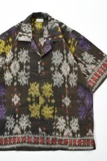 画像1: jawandi (ジャワンディ) S/S OPEN COLLAR SHIRT [BROWN/PURPLE] (1)