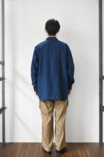 画像9: orslow (オアスロウ) INDIGO LINEN WORK SHIRT [INDIGO CHECK] (9)