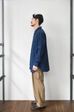 画像8: orslow (オアスロウ) INDIGO LINEN WORK SHIRT [INDIGO CHECK] (8)