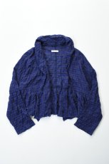 画像2: 【For WOMEN】Honnete (オネット) Gather Cardy [BLACK/NAVY GINGHAM CHECK] (2)