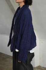 画像8: 【For WOMEN】Honnete (オネット) Gather Cardy [BLACK/NAVY GINGHAM CHECK] (8)