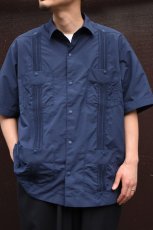 画像1: BURLAP OUTFITTER (バーラップアウトフィッター) S/S GUAYABERA SHIRT [DEEP NAVY] (1)