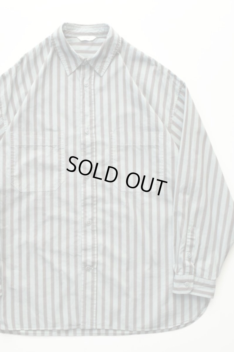 画像1: kontor (コントール) Garment Dyed Stripe Shirt [MINT] (1)
