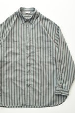 画像1: kontor (コントール) Garment Dyed Stripe Shirt [MINT] (1)