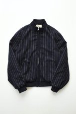 画像2: GRAND COLLECTION (グランドコレクション) REVERSIBLE WOOL/COTTON JACKET [NAVY PINSTRIPE/GREY] (2)