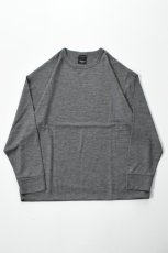 画像2: AXESQUIN -modified- (アクシーズクインモディファイド) MERINO WOOL BASIC L/S TEE [CHARCOAL] (2)