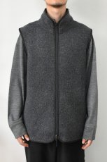 画像3: AXESQUIN -modified- (アクシーズクインモディファイド) WOOL BOA VEST [CHARCOAL] (3)