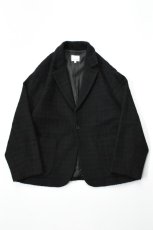 画像2: 【For WOMEN】Honnete (オネット) Short Coat Jacket [BLACK/SHADOW CHECK] (2)