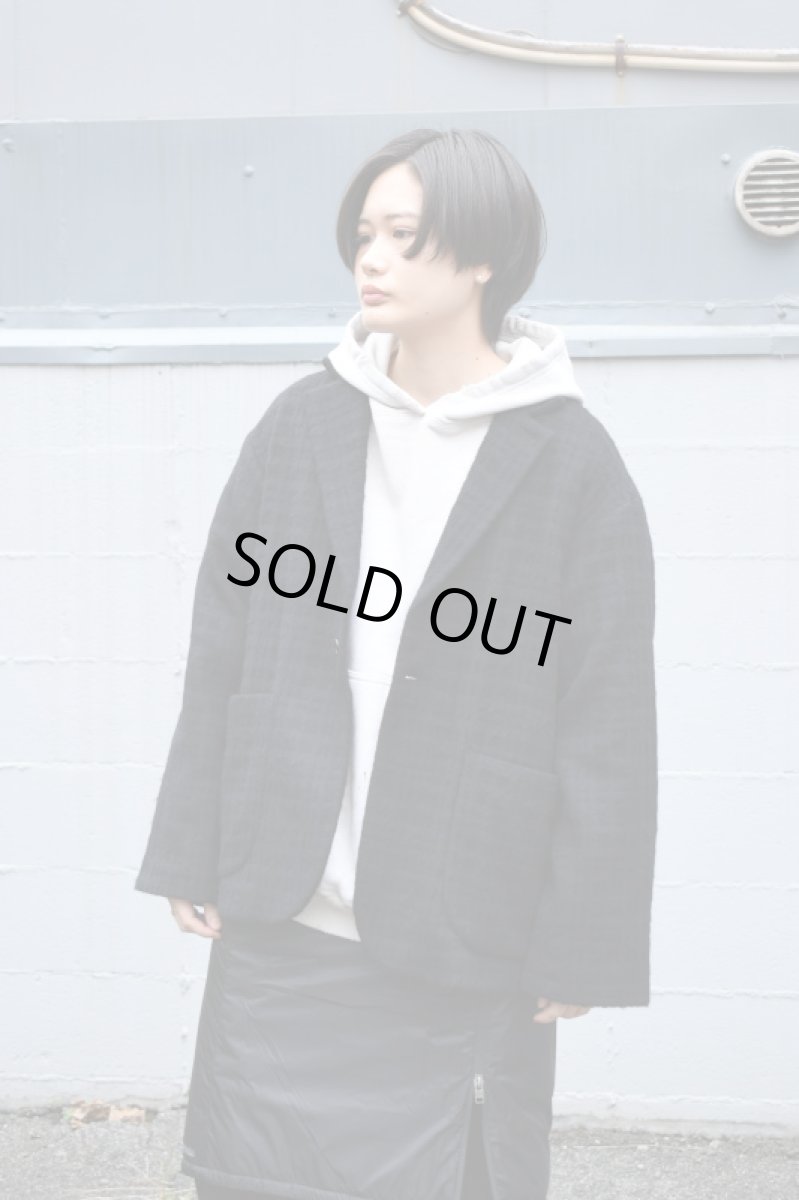 画像3: 【For WOMEN】Honnete (オネット) Short Coat Jacket [BLACK/SHADOW CHECK] (3)