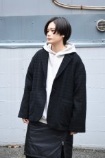 画像3: 【For WOMEN】Honnete (オネット) Short Coat Jacket [BLACK/SHADOW CHECK] (3)