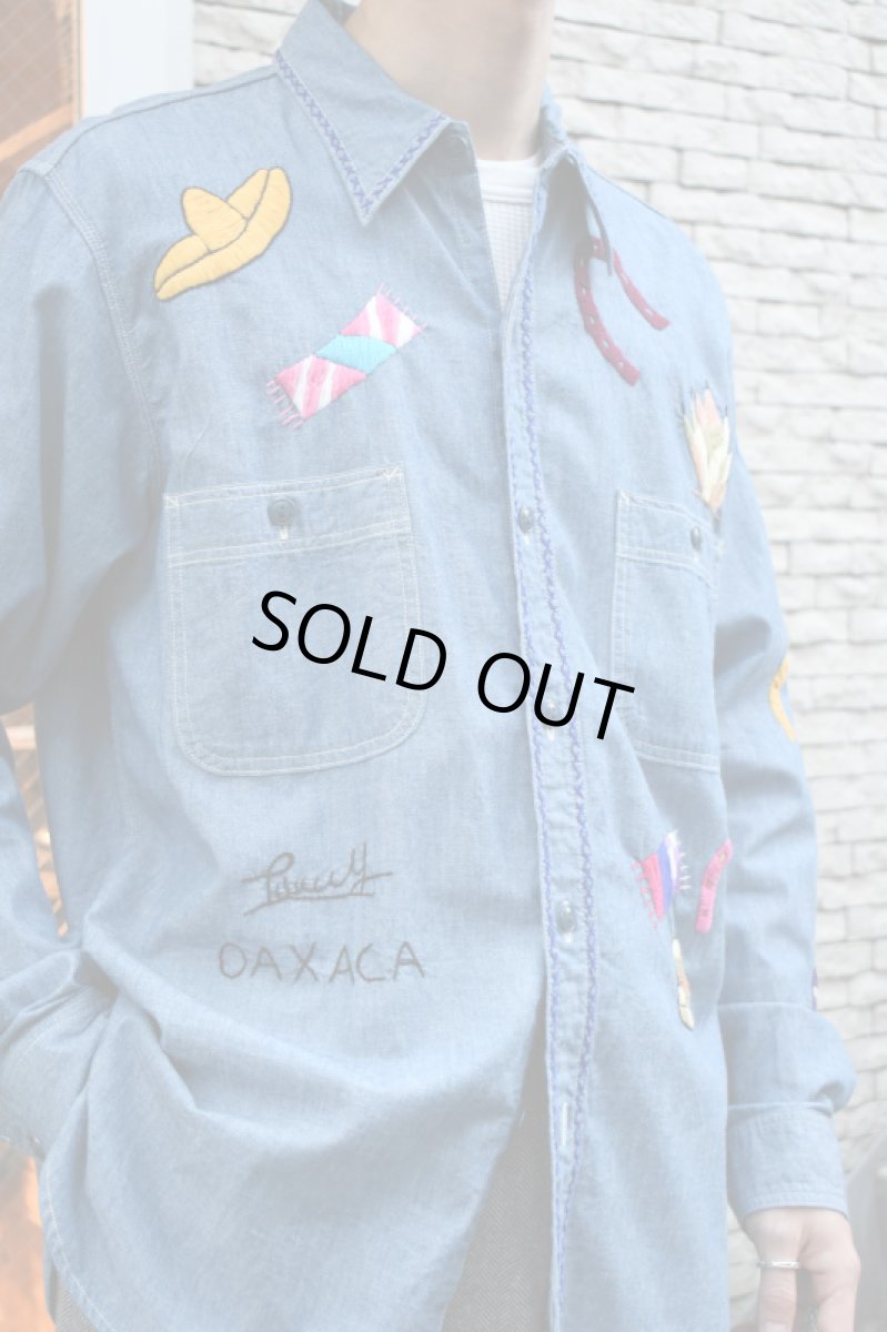 画像7: Behind The River (ビハインドザリバー) BTR×Lucy OAXACA Souvenir Chambray Shirt [BLUE/COLORFUL] (7)