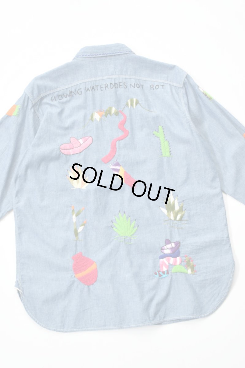 画像26: Behind The River (ビハインドザリバー) BTR×Lucy OAXACA Souvenir Chambray Shirt [BLUE/COLORFUL] (26)
