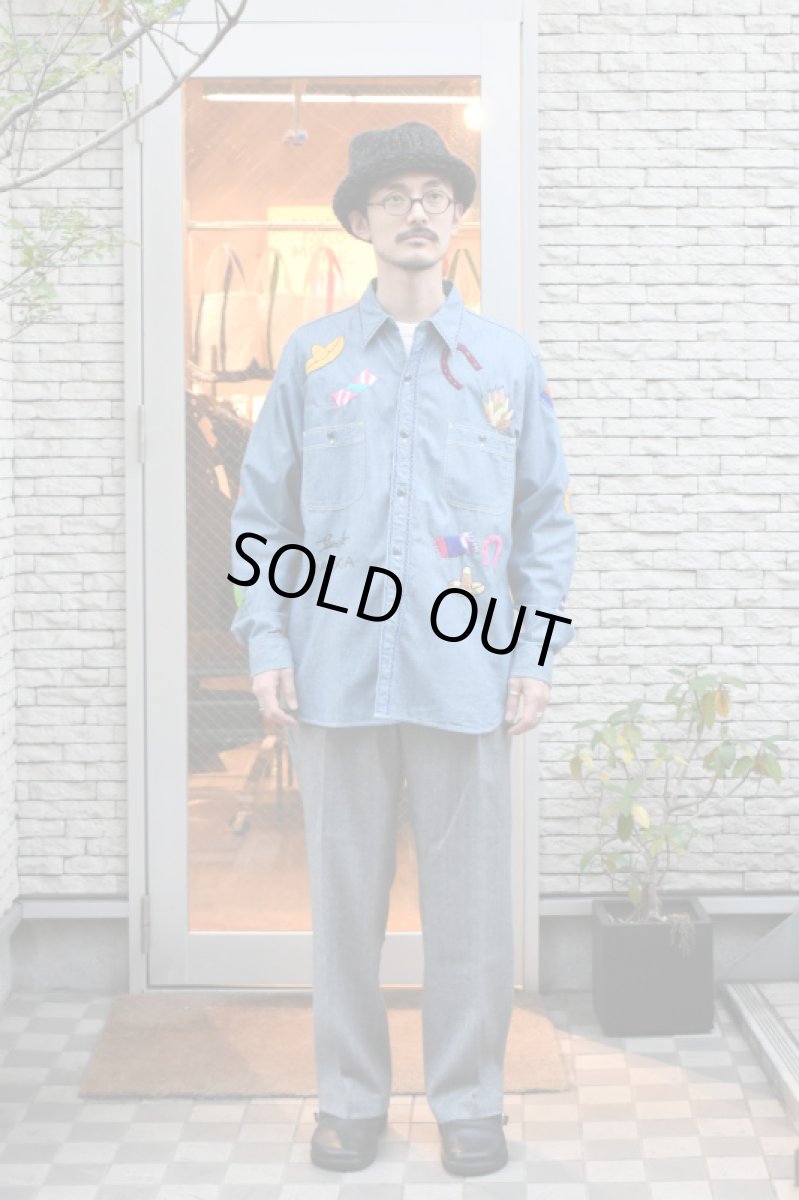 画像11: Behind The River (ビハインドザリバー) BTR×Lucy OAXACA Souvenir Chambray Shirt [BLUE/COLORFUL] (11)