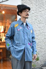 画像4: Behind The River (ビハインドザリバー) BTR×Lucy OAXACA Souvenir Chambray Shirt [BLUE/COLORFUL] (4)