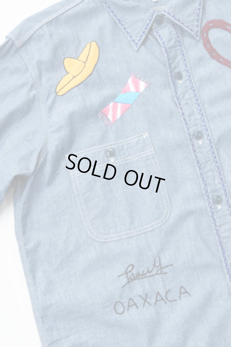画像17: Behind The River (ビハインドザリバー) BTR×Lucy OAXACA Souvenir Chambray Shirt [BLUE/COLORFUL] (17)