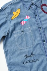 画像17: Behind The River (ビハインドザリバー) BTR×Lucy OAXACA Souvenir Chambray Shirt [BLUE/COLORFUL] (17)